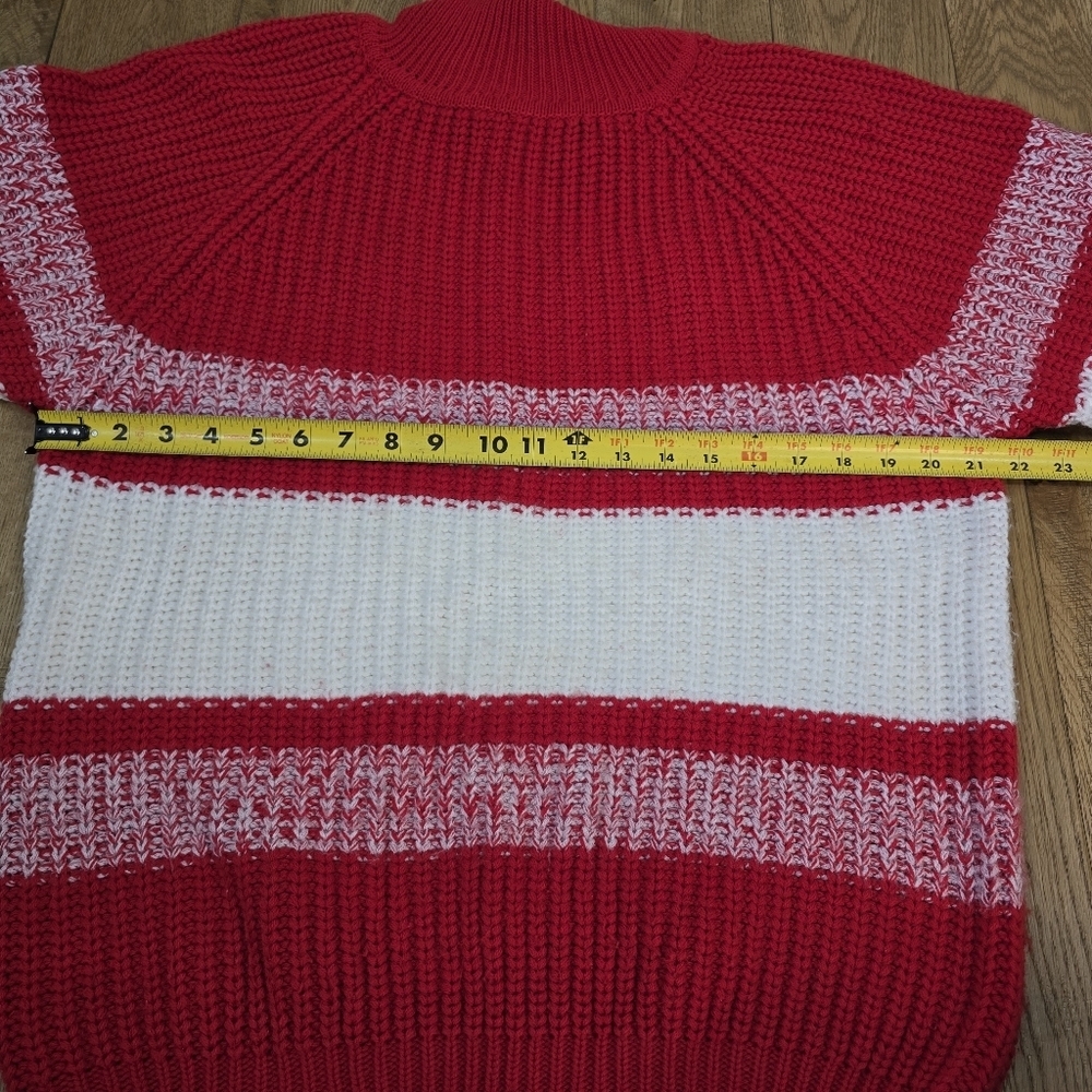 Vintage Cherry Stix Red and White Striped Women's Tunic Sweater Oversized Medium - Picture 6 of 7
